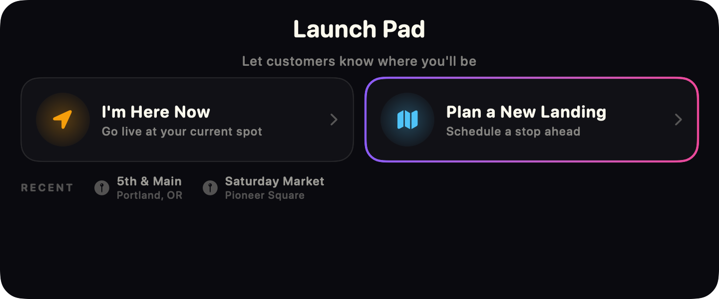 Go Live screen